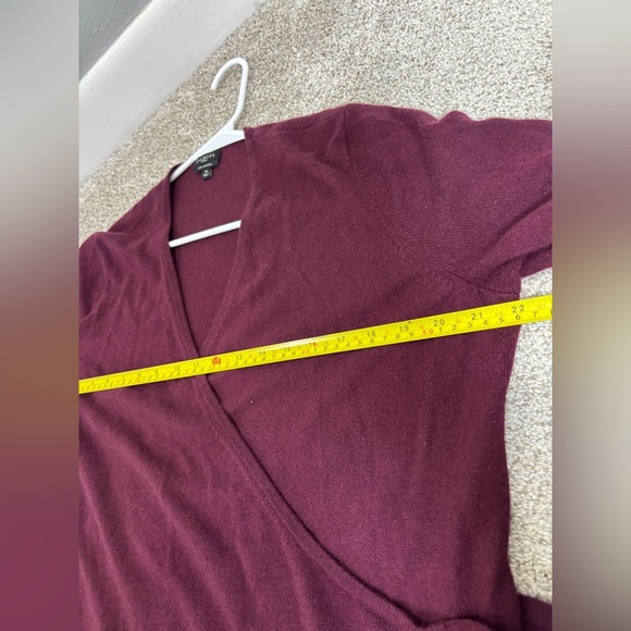 Talbots Woman Pure Cashmere Wrap Sweater Burgundy Wine V neck 1X - Picture 3 of 8